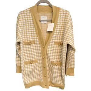 Sandro Dane Yellow Houndstooth Oversized Cardigan Sweater 0/2